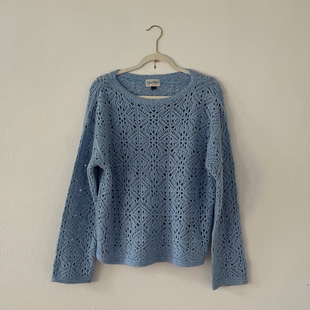 Universal Thread Crochet Knit Sweater Granny Square Coastal Blue